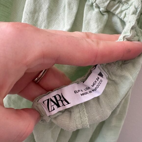 Zara Linen Cotton Halter Midi Dress Blogger Fav Green Size Small - Picture 5 of 6